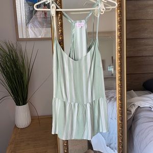 Pink lily green and white babydoll blouse